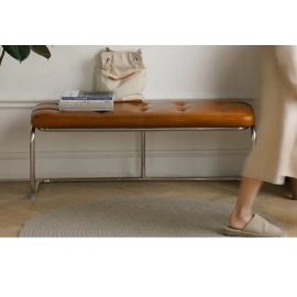 Nordic PU Leather Stool Simple Modern Hallway Soft Cushion Shoes Stool Sofa Stool Home Living Room Furniture Long Bench