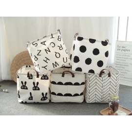 New Cotton Linen Laundry Basket Folding Organizer Bucket Square Dirty Clothes Anti-dust Big Capacity Storage Basket for Home