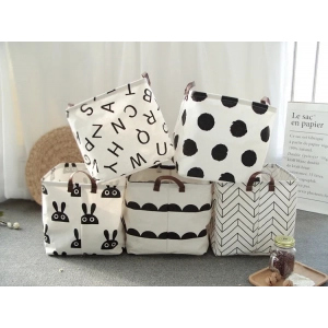 New Cotton Linen Laundry Basket Folding Organizer Bucket Square Dirty Clothes Anti-dust Big Capacity Storage Basket for Home